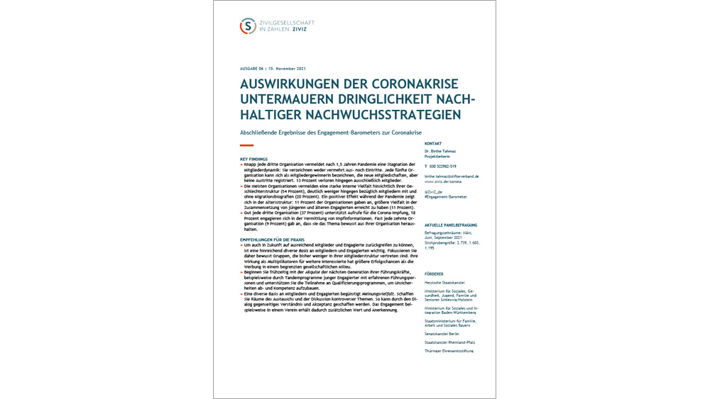 Auswirkungen der Coronakrise untermauern Dringlichkeit nachhaltiger Nachwuchsstrategien (Cover)