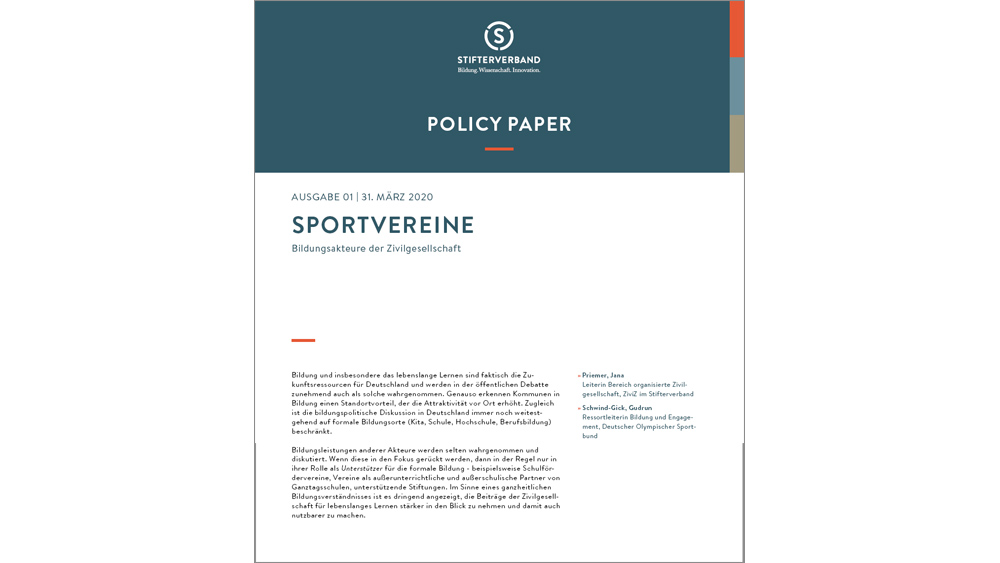 Policy Paper "Sportvereine"